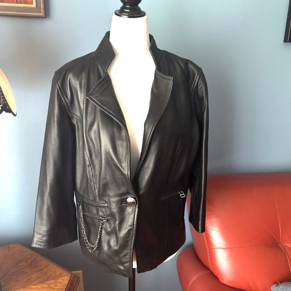 Vintage Costa Blanca real leather fancy jacket blazer EUC - Picture 1 of 9